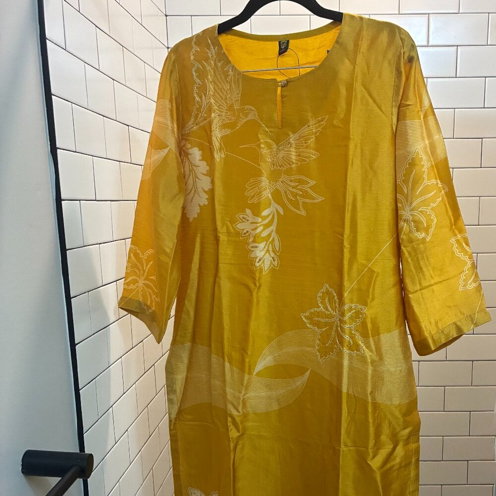 Manyavar Indian Mustard Yellow Straight Suit Set NWT